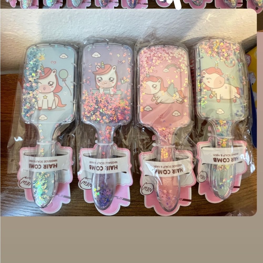 Little girl brushes